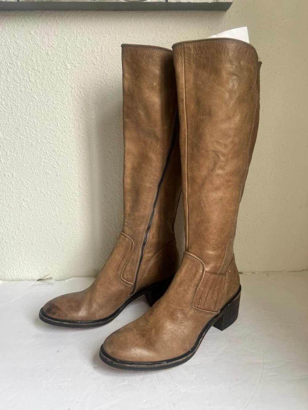 VINTAGE DONALD J PLINER ENVY TALL LEATHER RIDING BOOTS SIZE 8